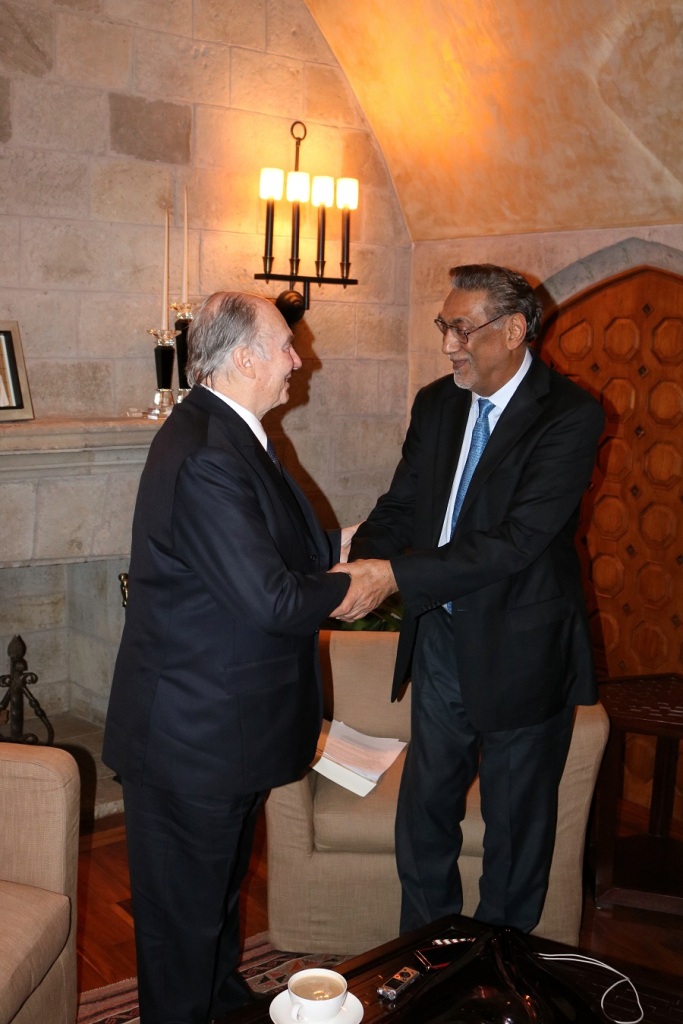 New African editor-in-chief Anver Versi with His Highness the Aga Khan. Photo: © New African / Anver Versi