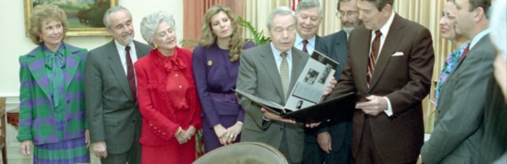Princess Yasmin Aga Khan at the White House with President Ronald Reagan during the proclamation of November as Alzheimers month.