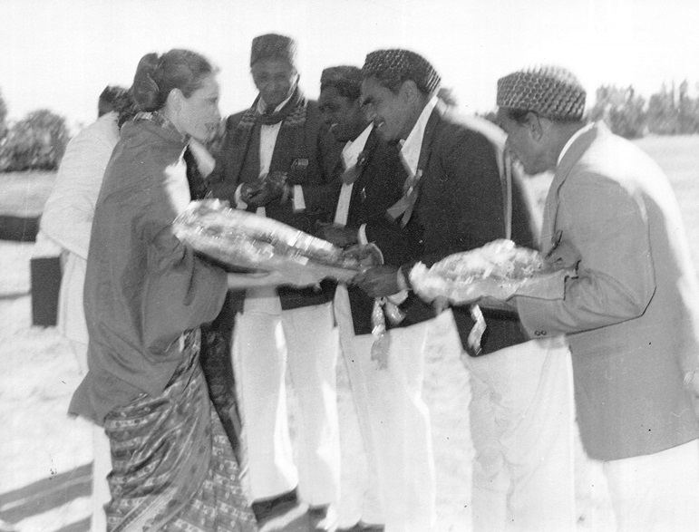 smaili Imam Aga Khan and Saimah Aga Khan in Methan Village, Sidhpur, India, for meeting with followers and foundation ceremony of new Ismaili Jamatkhana prayer house, Barakah.