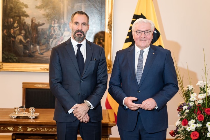 Prince Rahim Aga Khan son of 49th Ismaili Imam and His Excellency Dr Frank-Walter Steinmeier, President of the Federal Republic of Germany, pictured in Berlin on Monday, January 18, 2024.