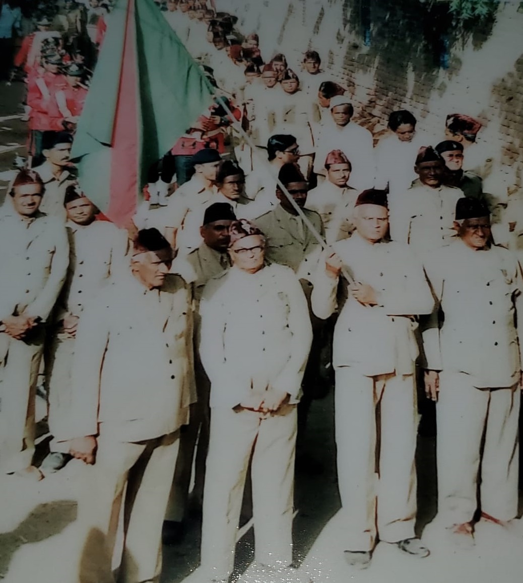 Ismaili volunteers march from the old Jamatkhana to the new Methan Jamatkhana whose foundation was done by the Aga Khan on January 22, 1978.