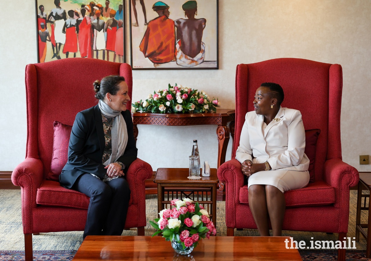 Princess Zahra Aga Khan in conversation with the First Lady of Kenya, Her Excellency Rachel Ruto, on February 15, 2024. Photograph: AKDN/Akbar Hakim.