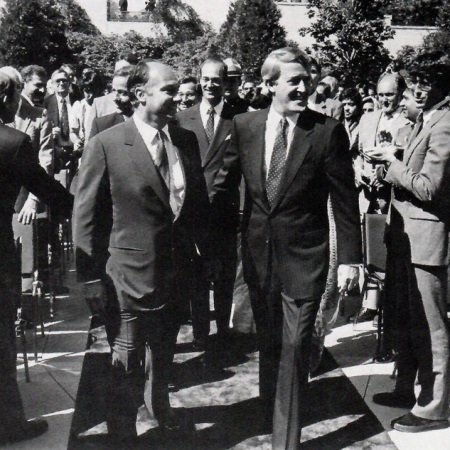 The Aga Khan and Brian Mulroney 1985 at the opening of the Ismaili Centre Vancouver